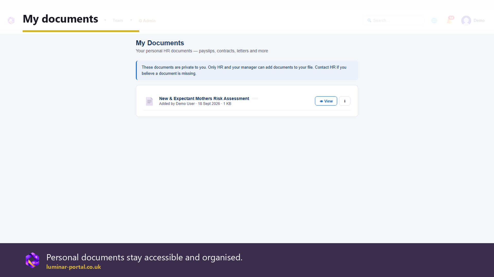 Personal documents stay accessible and organised.