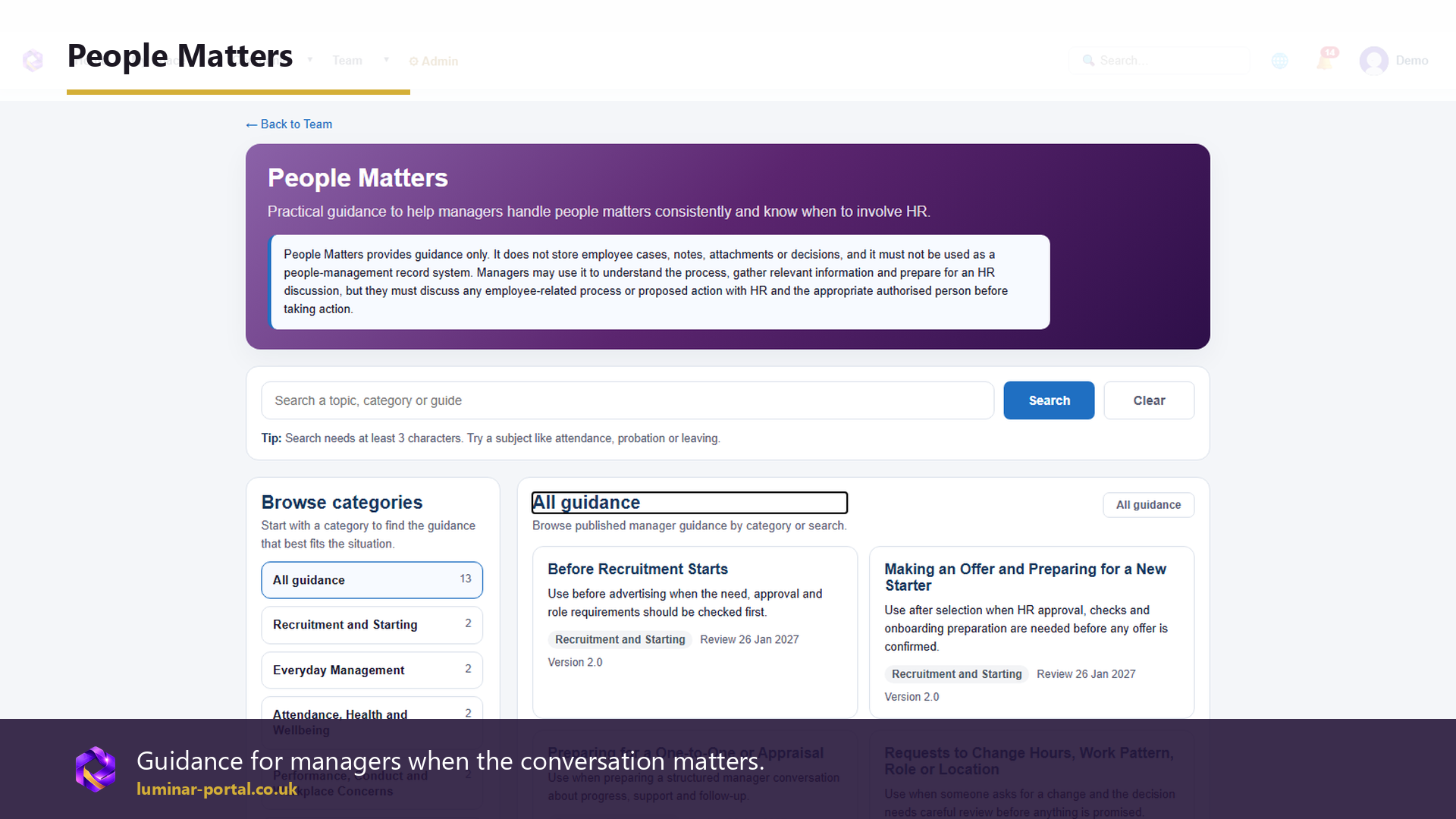 People Matters supports managers with people conversations and practical guidance.